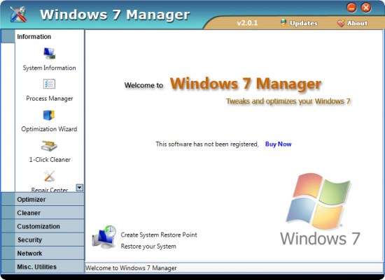 технологии:Windows 7 Manager 2.09: оптимизатор для "семерки"